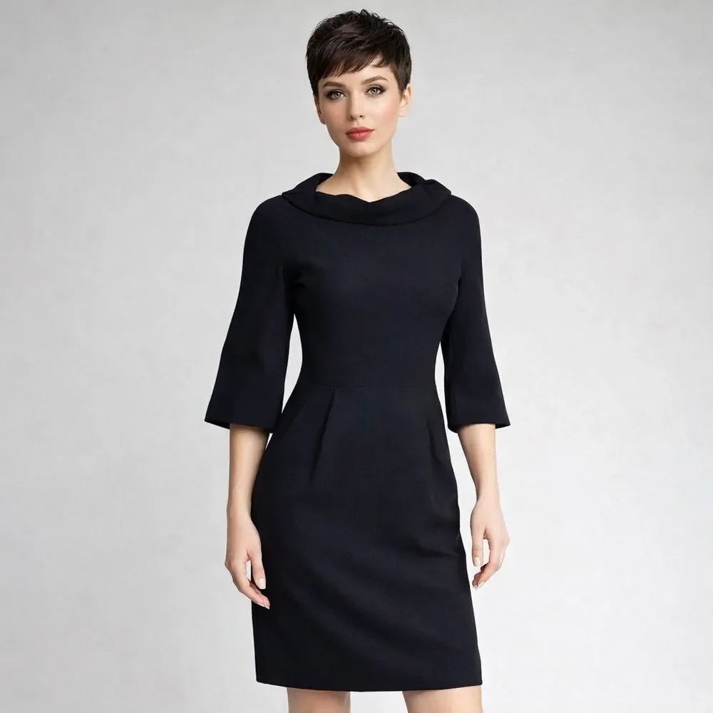 Michael Kors 1950’s Retro Style Wool Crepe Dress Made in Italy